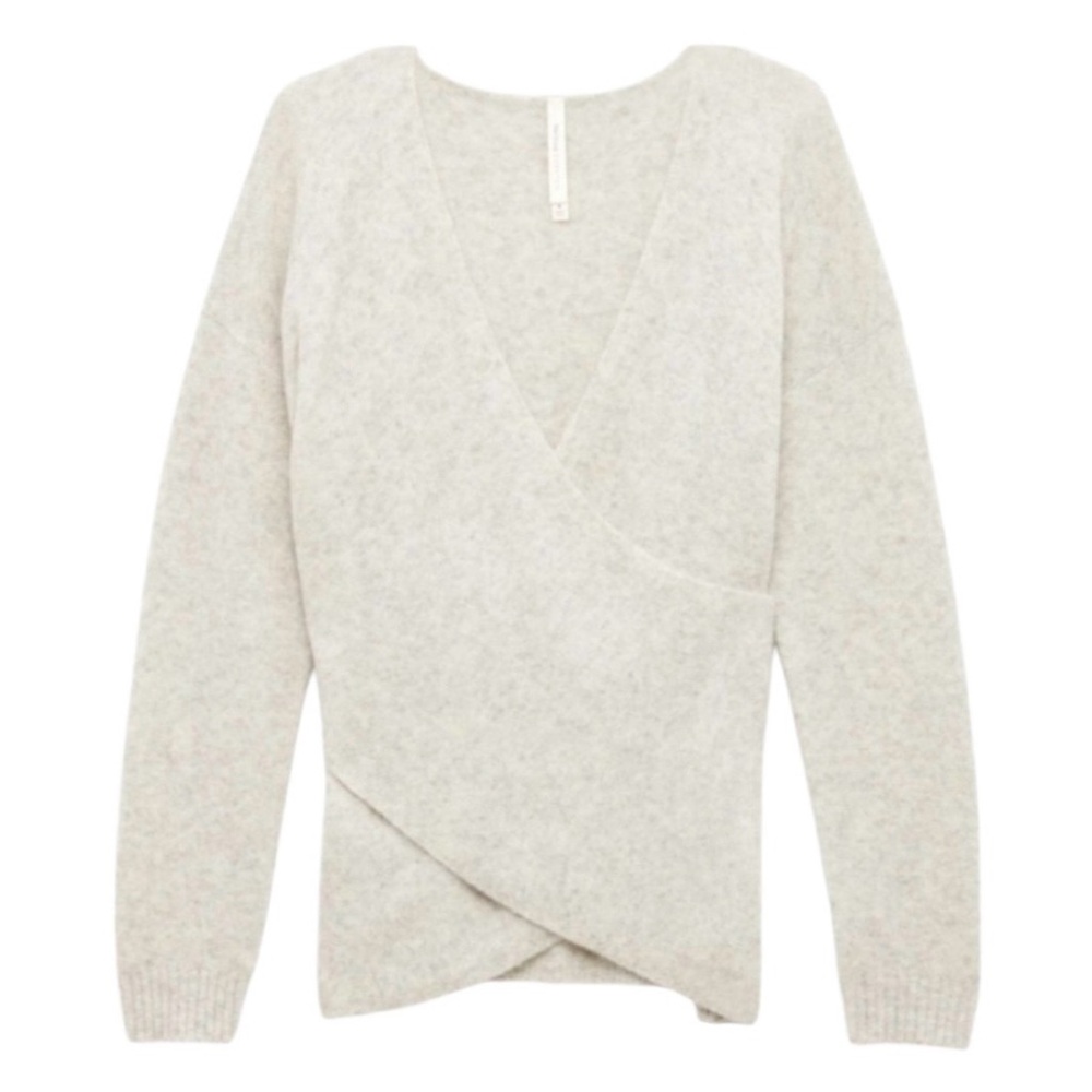 Aritzia Alpaca Blend Sweater Oatmeal Oversized XS Wrap Bandini Greige Career